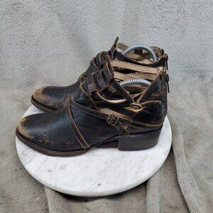 Freebird Shoes Womens Size 8 Brown Distressed Leather Stair Ankle Boots